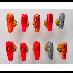 Neon butterfly press on nails